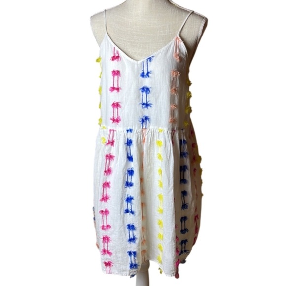 Lou & Grey Dresses & Skirts - LOU & GREY For LOFT Fringe Cami Dress Fiesta Colorful White - M